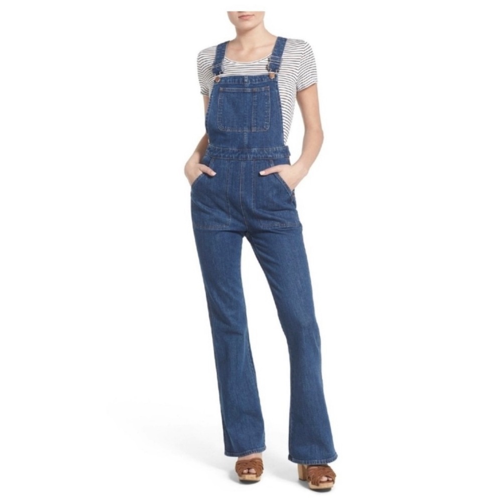 Madewell Flea Market Flare Overalls in Rita Wash Medium